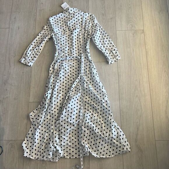 Zara Maxi Dress in White & Black Dots; Buttons & Belted size xs - Picture 3 of 8